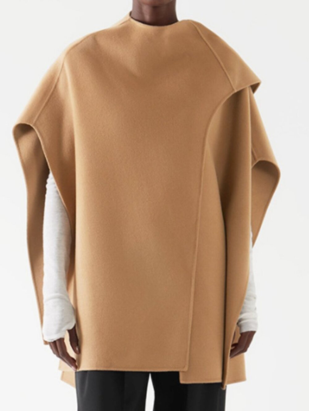 Lands' End Cape Coat Wool Blend Oversized Camel Winter Warm Old Money Sz OS NWT